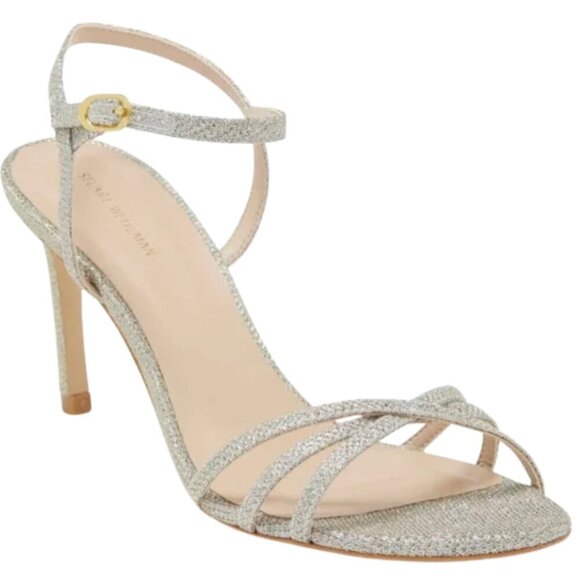 Stuart Weitzman Starla Sparkle Stiletto Heels Womens 10 Silver Gold Strappy NWOB - Picture 1 of 14